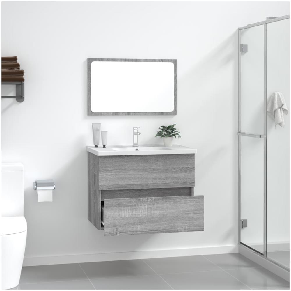 Set Mobili Da Bagno 2 Pz Grigio Sonoma In Legno Multistrato - Foto 3