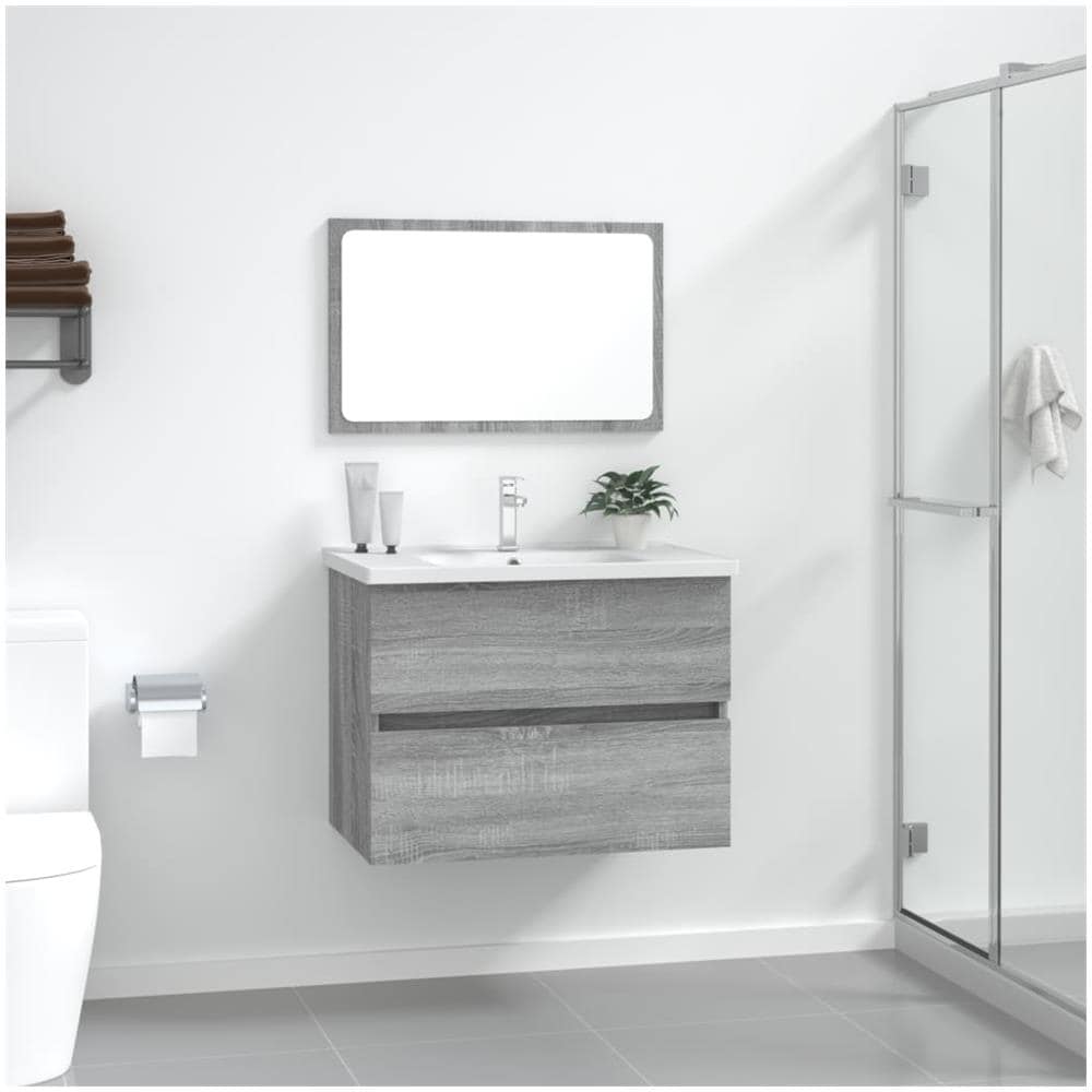 Set Mobili Da Bagno 2 Pz Grigio Sonoma In Legno Multistrato - Foto 1