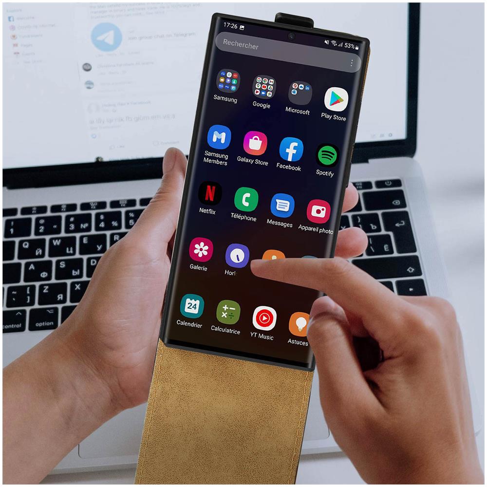 Custodia Per Samsung S23 Ultra Copertina Verticale E Portacarte Similpelle Nera - Foto 5