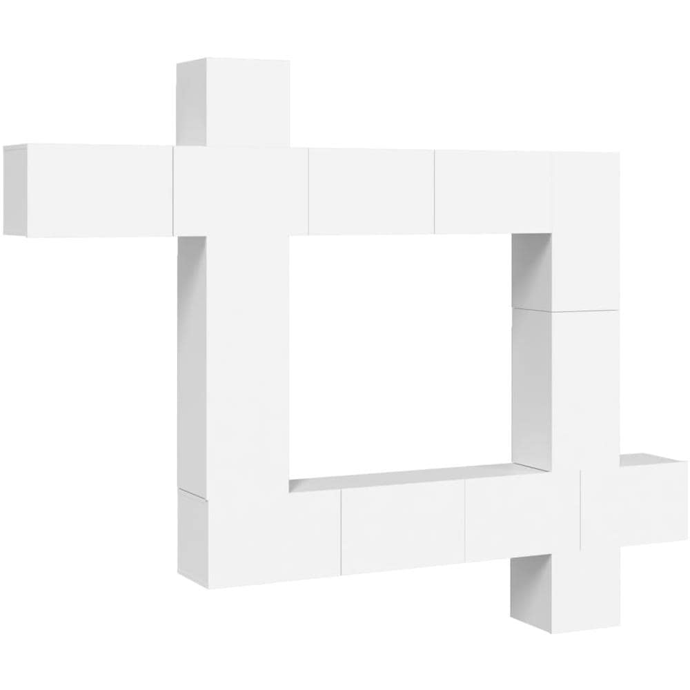 Set Mobili Porta Tv 9 Pz Bianco In Legno Multistrato - Foto 2