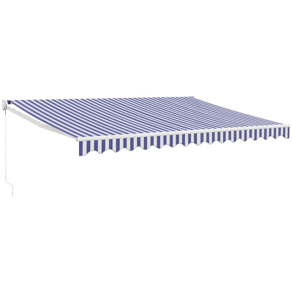 Tenda Da Sole Retrattile Blu E Bianca 4x3 M Tessuto E Alluminio - Foto 1