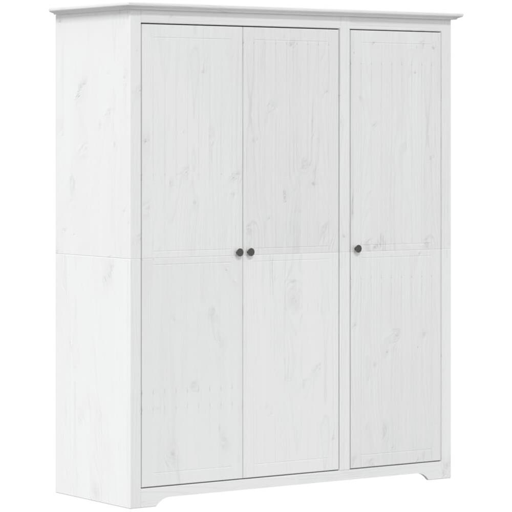 Armadio Bodo 151,5x52x176,5 Cm In Legno Massello Di Pino Bianco - Foto 2