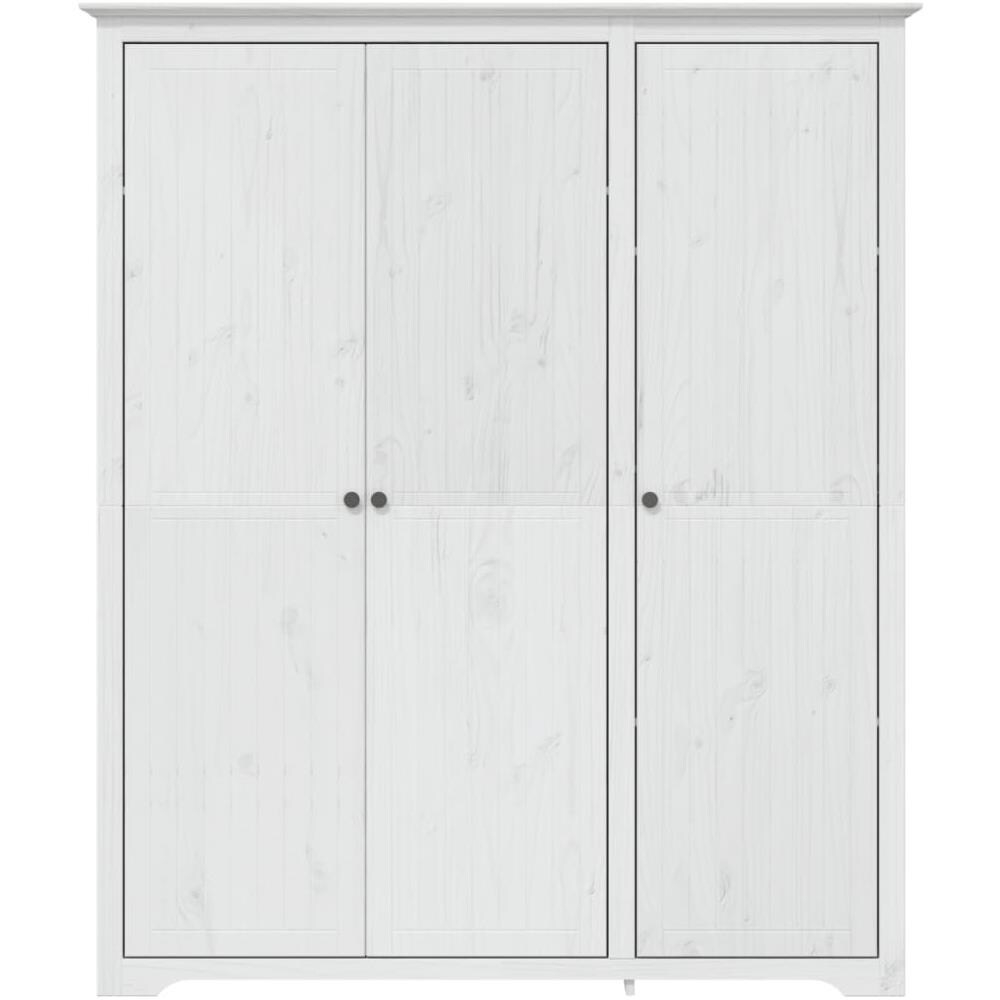 Armadio Bodo 151,5x52x176,5 Cm In Legno Massello Di Pino Bianco - Foto 3
