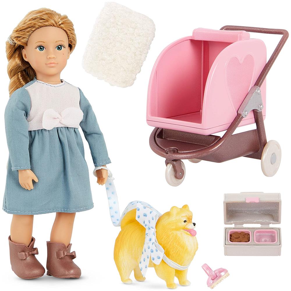 Dolls - Set Mini Bambola E Cane - Passeggino E Accessori Per Animali Domestici - Bambola Da 6 Pollici Con Cucciolo - Set Passeggino Per Cuccioli Sienaas - Set Da Gioco Per Bambini - 3 Anni + - Foto 1