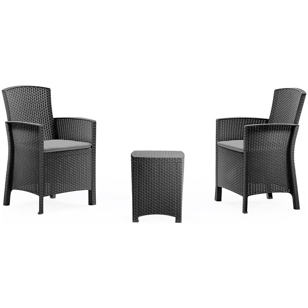 Set Salotto Da Esterno Jupiter, Set Da Giardino Con Cuscini, Salottino Indoor E Outdoor Effetto Rattan, 100% Made In Italy, Antracite - Foto 2