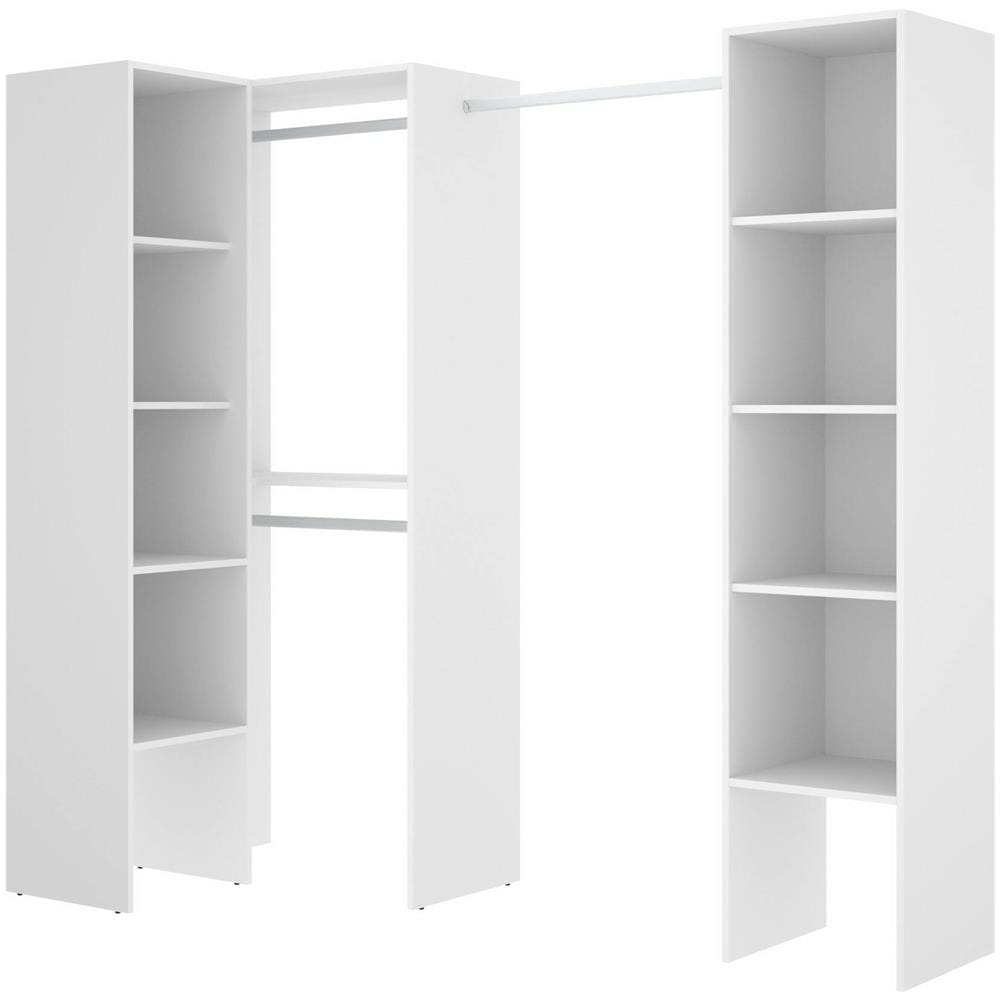 Guardaroba Plose, Struttura Per Cabina Armadio Angolare, Mobile Appendiabiti Aperto Ad Angolo, 226x79h186 Cm, Bianco - Foto 2