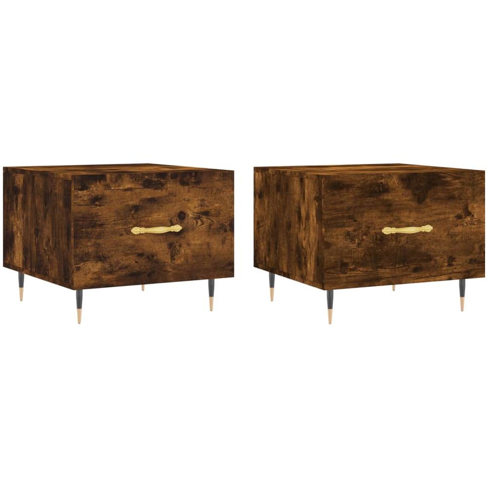 Tavolini Salotto 2 Pz Rovere Fumo 50x50x40cm Legno Multistrato - Foto 2