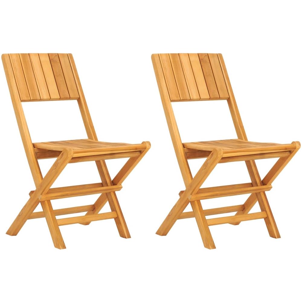 Sedie Da Giardino Pieghevoli 2pz 47x61x90cm Legno Massello Teak - Foto 2