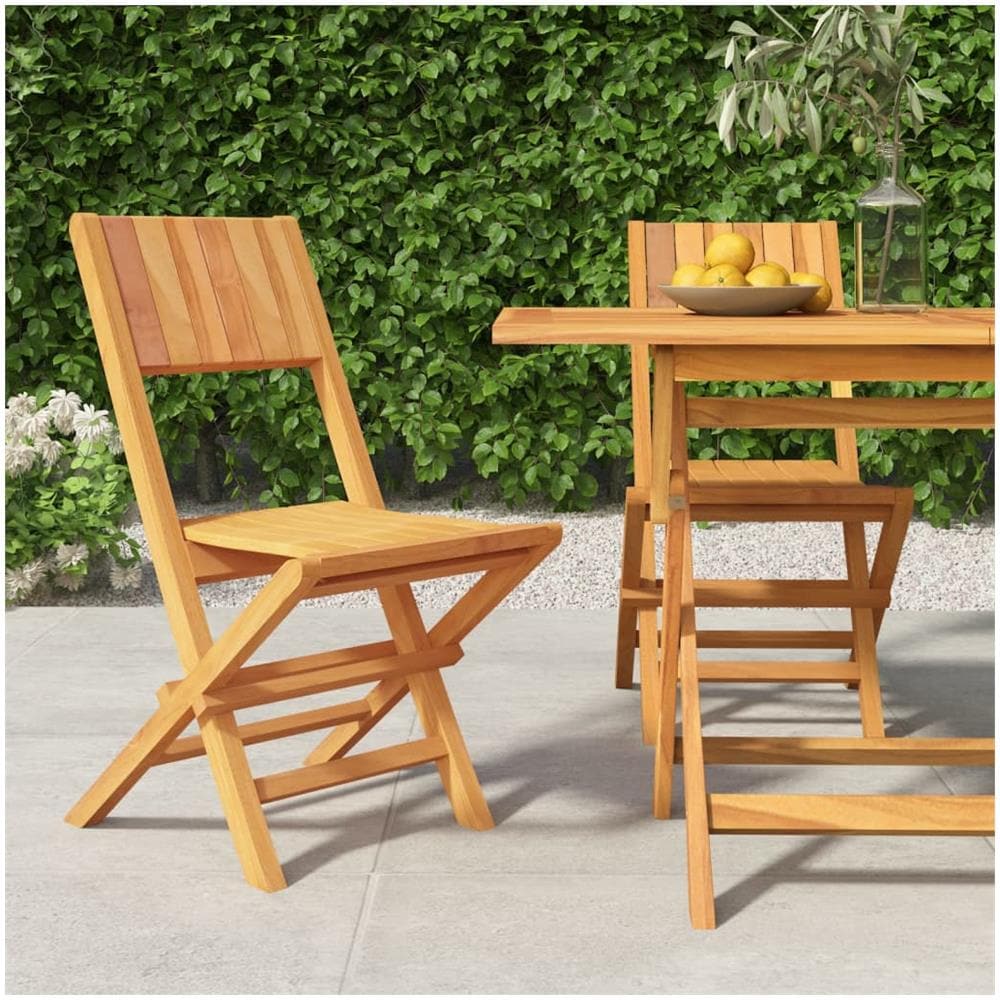 Sedie Da Giardino Pieghevoli 2pz 47x61x90cm Legno Massello Teak - Foto 1