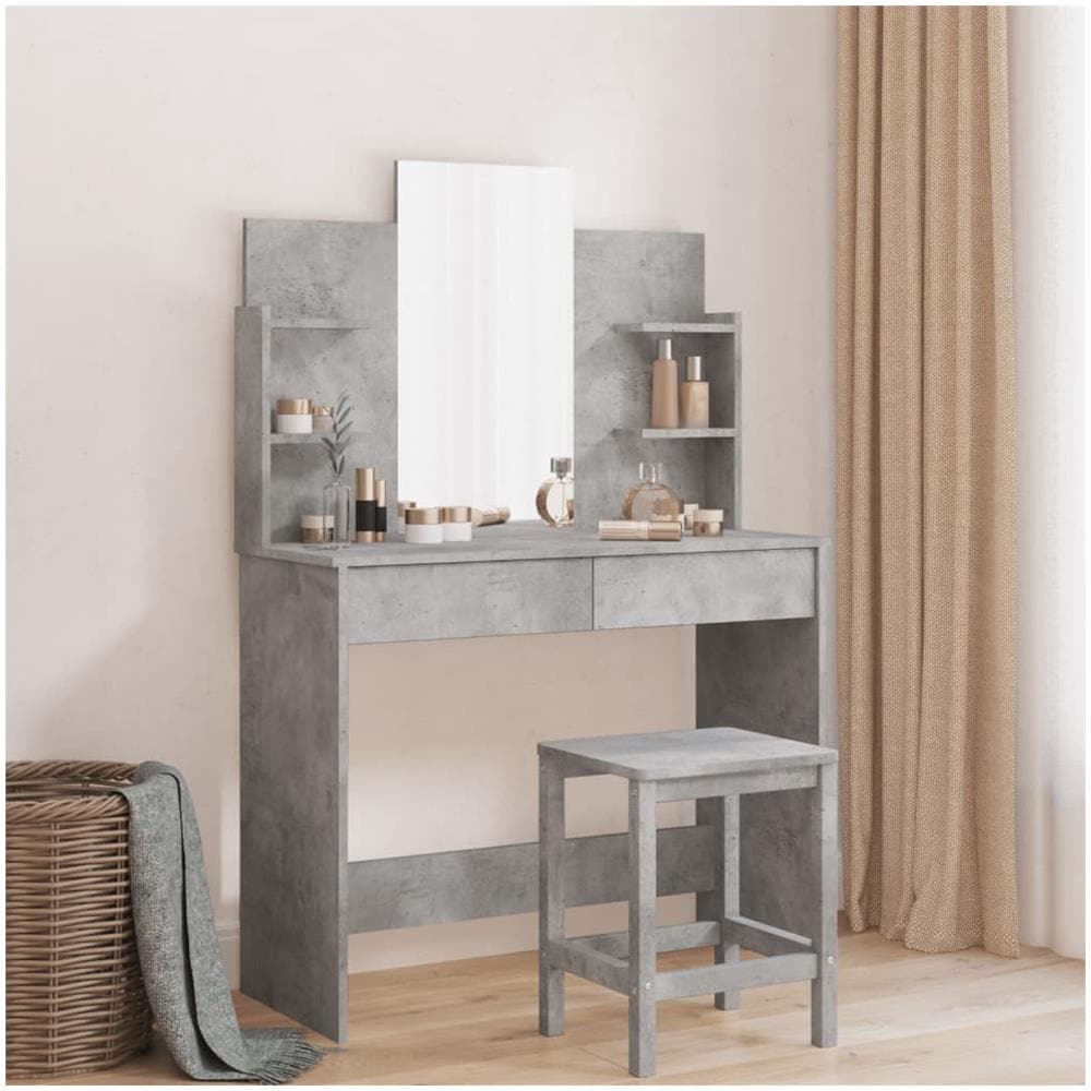 Toeletta Con Specchio Grigio Cemento 96x39x142 Cm - Foto 1