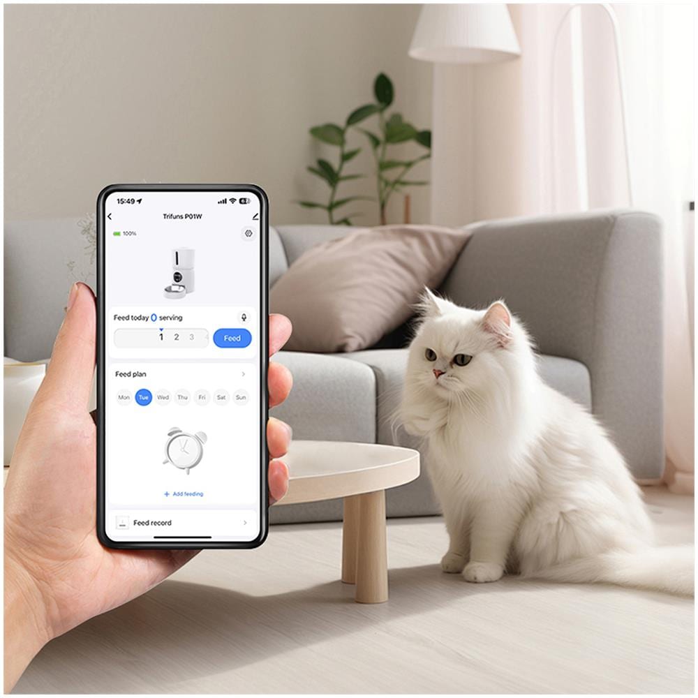 Pet Feeder FF100 Distributore Automatico di Cibo WiFi con Telecamera Full HD 1080P Serbatoio 4L e App per Cani e Gatti - Foto 9