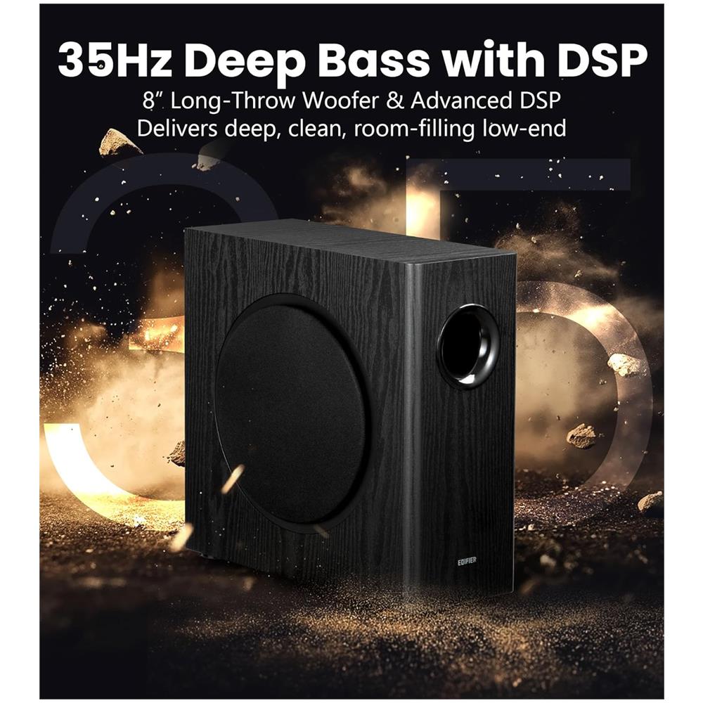 T5s Subwoofer attivo 8 pollici, 70W RMS, passa-basso 35Hz, cabinet in MDF, nero - Foto 1
