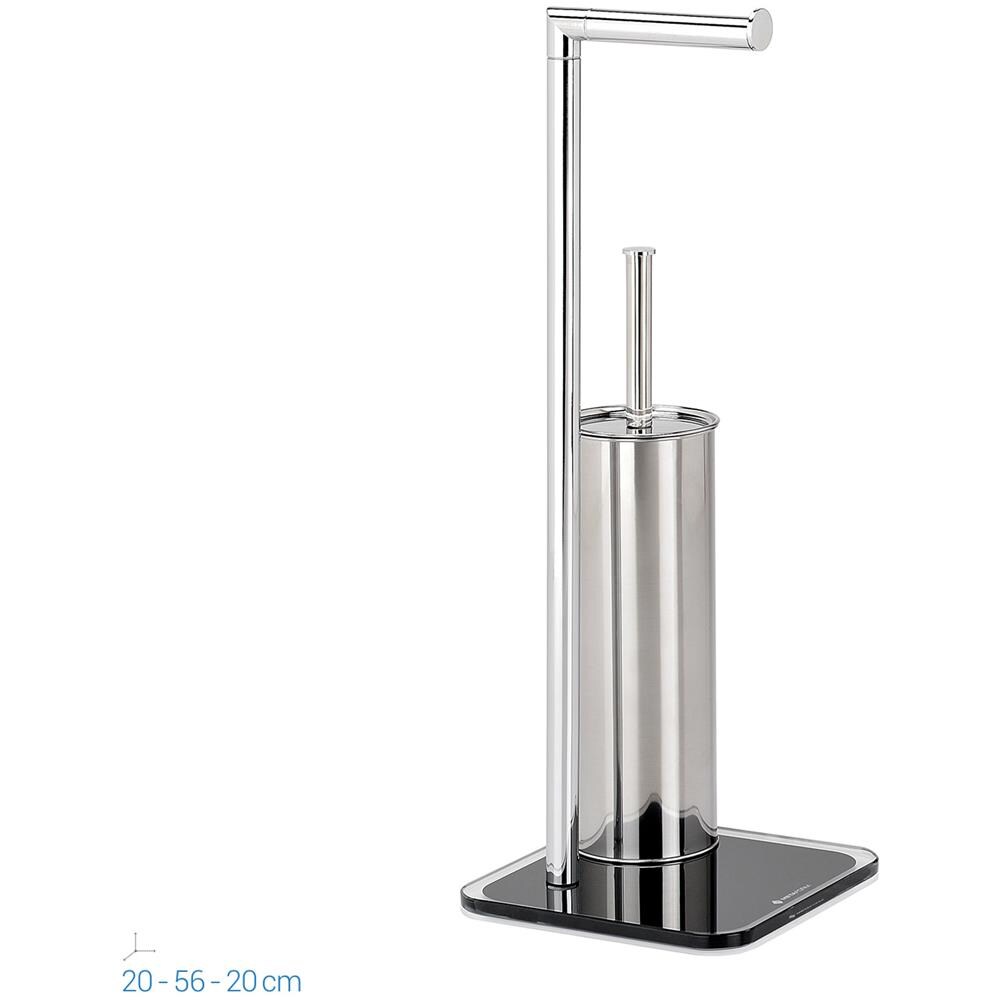 Piantana Porta Scopino Asciugamani in Vetro Nero mod. Zero - Foto 2