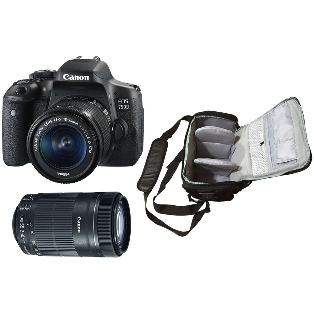 Eos 750d + Ef-s 18-55mm Stm + Ef-s 55-250mm Stm + Borsa Fotografica Professionale - Foto 1