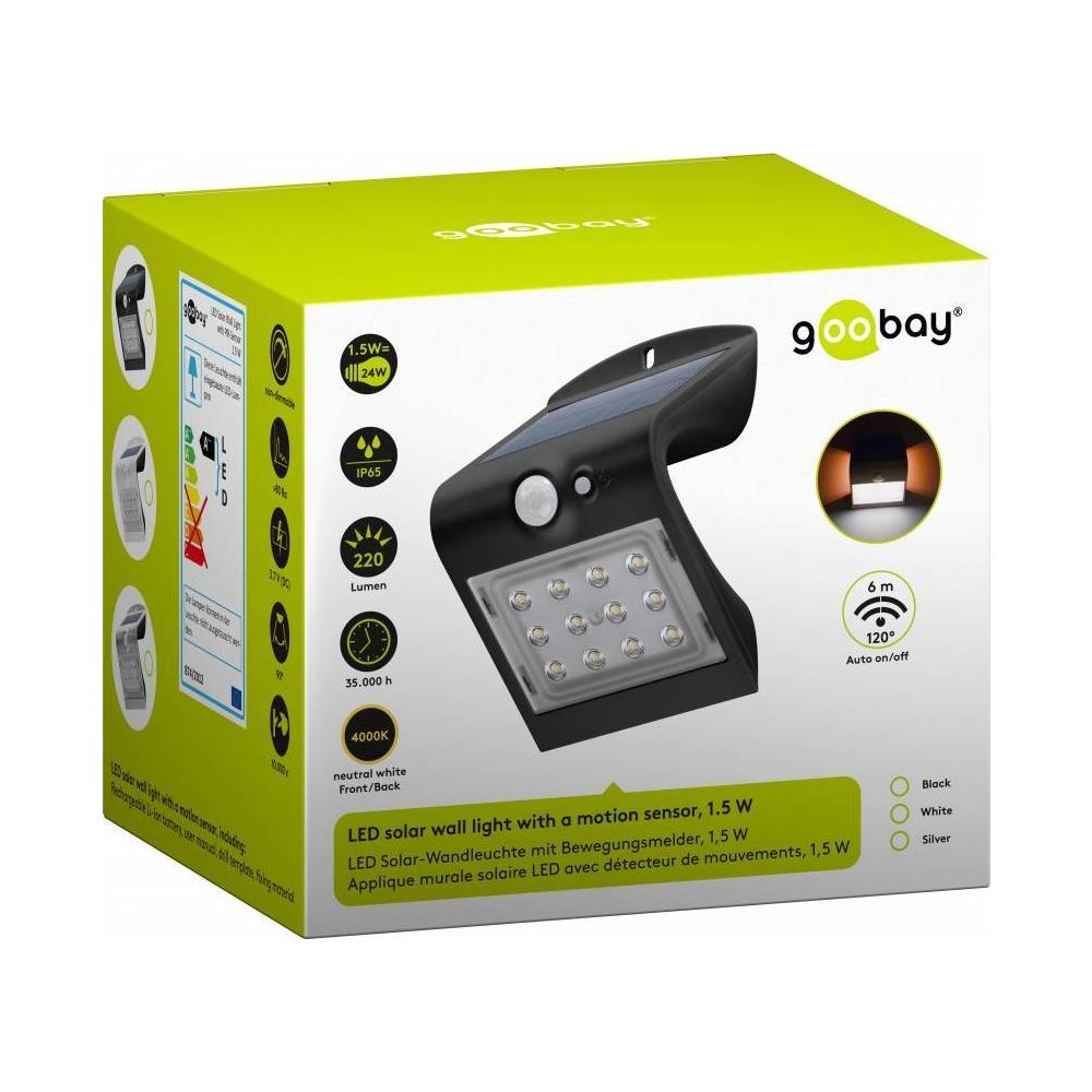I-HLED-OWL-15WB - Lampada LED Solare a Muro 1,5W IP65 Sensore di Movimento Nero - Foto 2