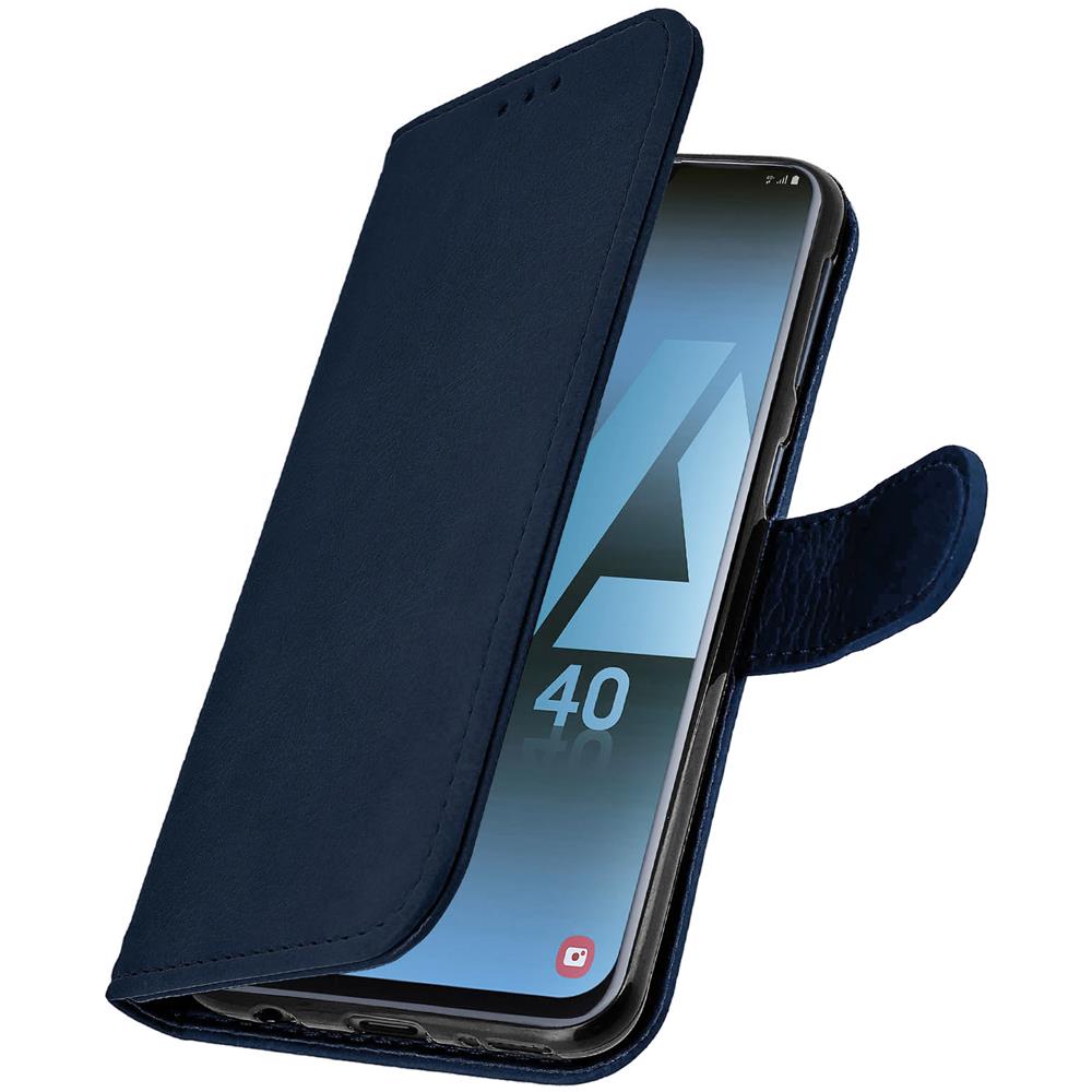 Custodia Galaxy A40 Portacarte Funzione Supporto Cover Silicone - Blu - Foto 5
