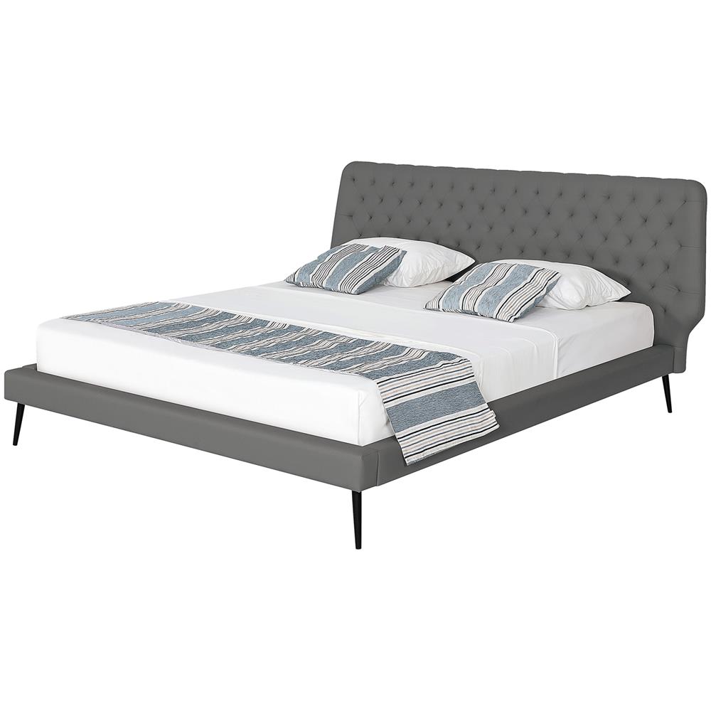 Letto In Simil Pelle Grigia Con Struttura A Doghe 180 X 200 Cm Essonne - Foto 1