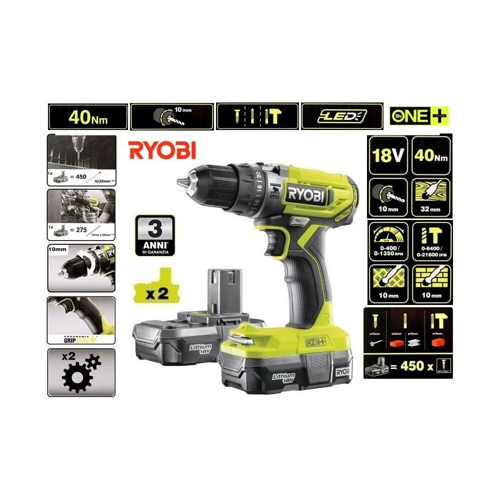 Trapano Avvitatore A Percussione Ryobi 18V ONE+ - Senza Batteria, Con Luce LED - Foto 11