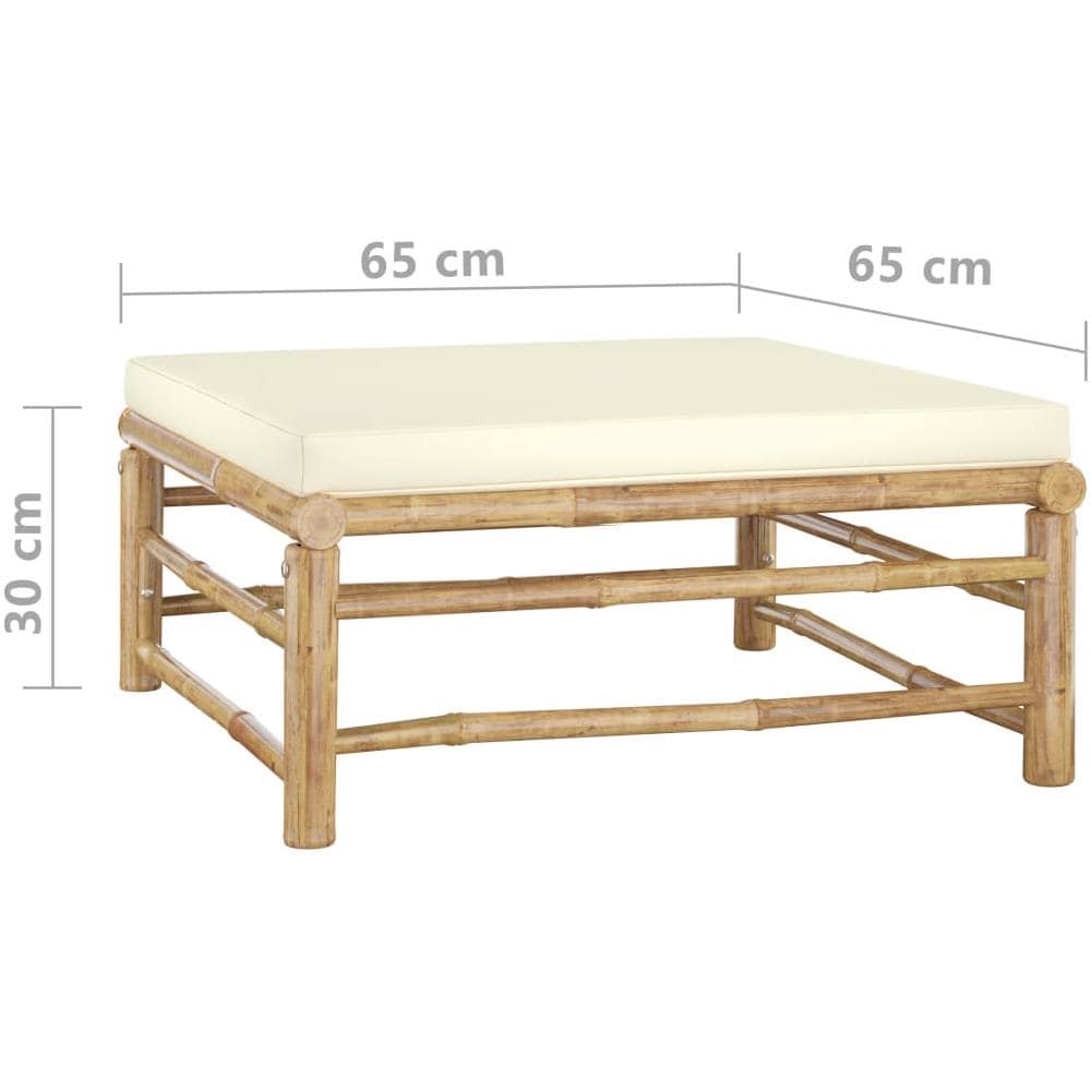 Set Salotto da Giardino 6pz con Cuscini Bianco Crema in Bambù - Foto 2