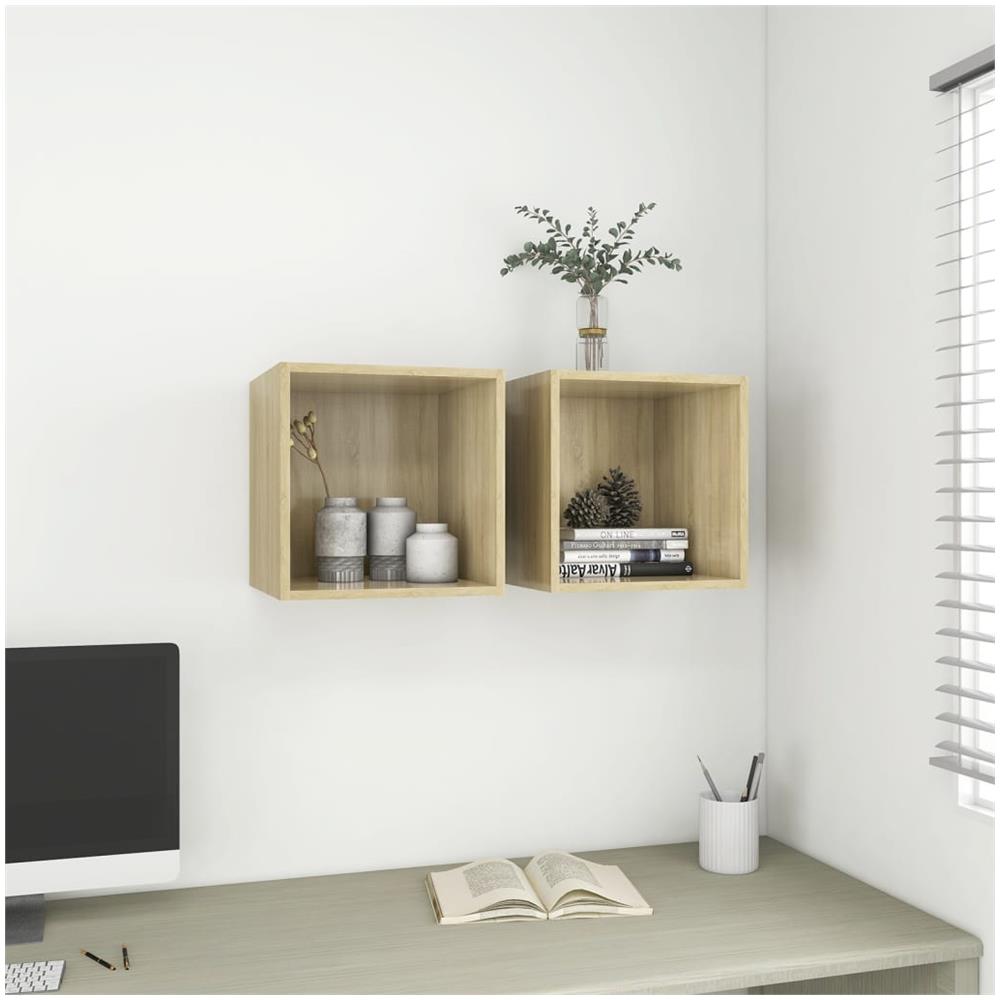 Mobili a Muro 2pz Rovere Sonoma 37x37x37 cm Legno Multistrato - Foto 1
