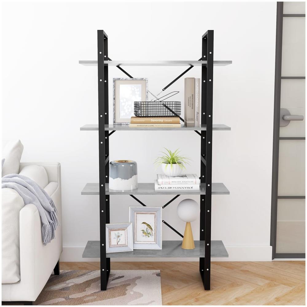 Libreria 4 Ripiani Grigio Cemento 80x30x140cm Legno Multistrato - Foto 3
