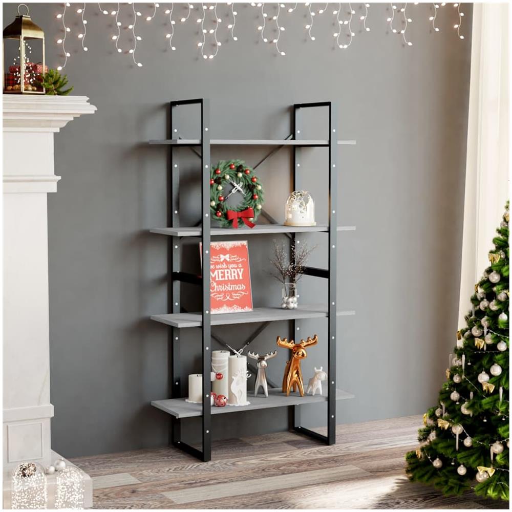 Libreria 4 Ripiani Grigio Cemento 80x30x140cm Legno Multistrato - Foto 1