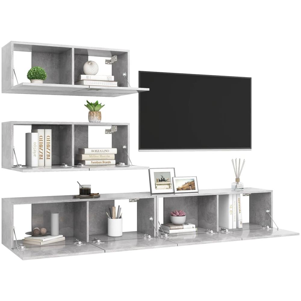 Set Porta Tv 4 Pz Grigio Cemento In Truciolato - Foto 3