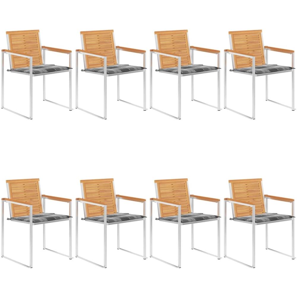 Sedie Da Giardino Con Cuscini 8 Pz In Legno Massello Di Teak - Foto 1