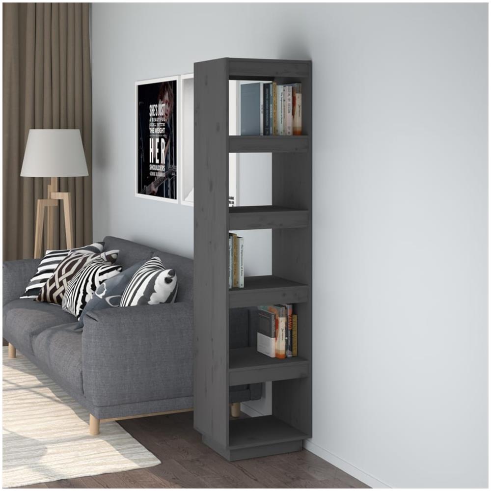 Libreria / divisorio Grigio 40x35x167 Cm In Legno Massello Di Pino - Foto 1