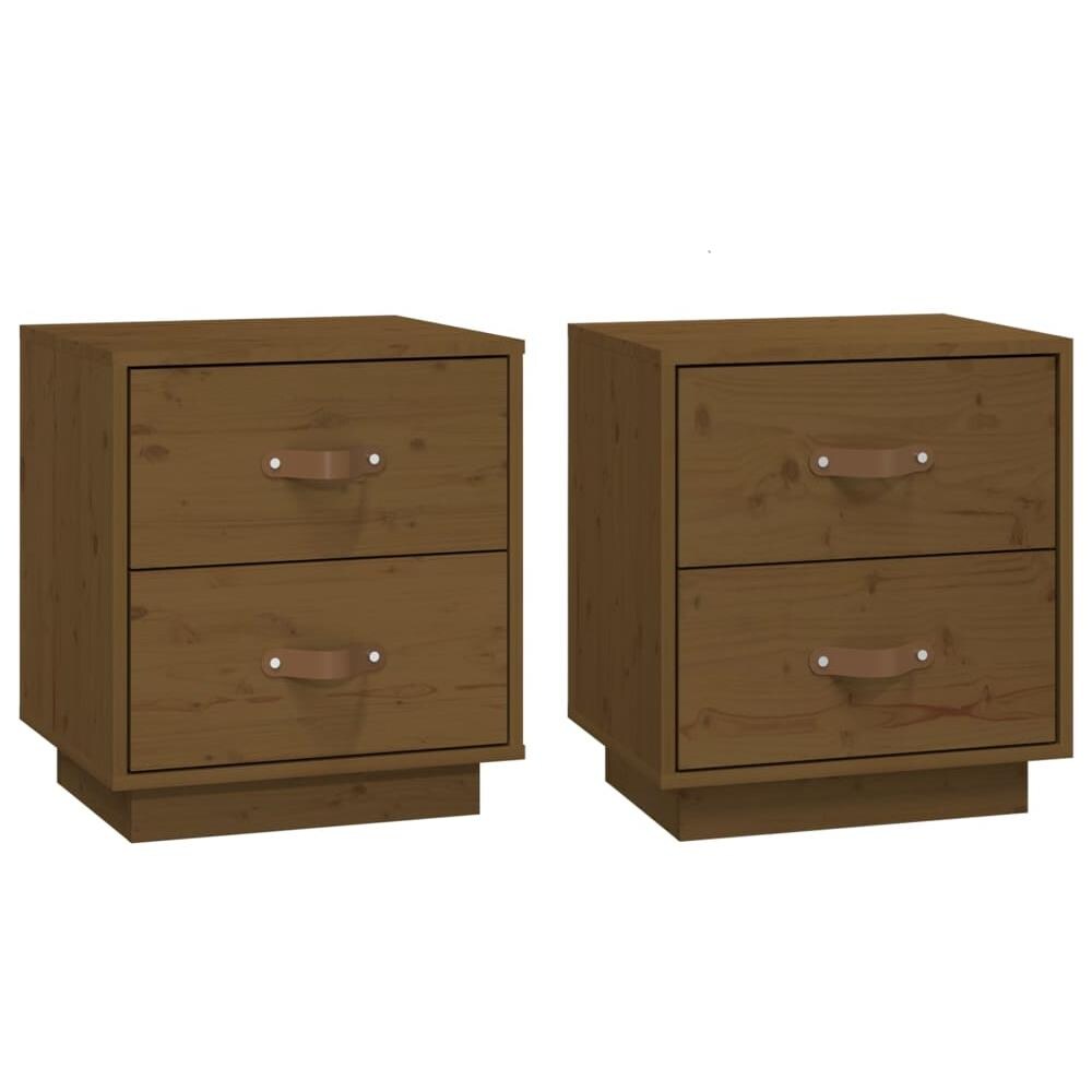 Comodini 2 Pz Miele 40x34x45 Cm In Legno Massello Di Pino - Foto 2