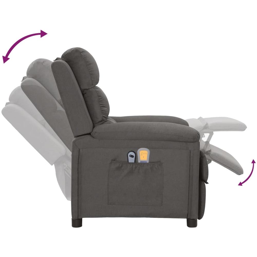 Poltrona Massaggiante Elettrica Grigio Scuro in Tessuto - Foto 8