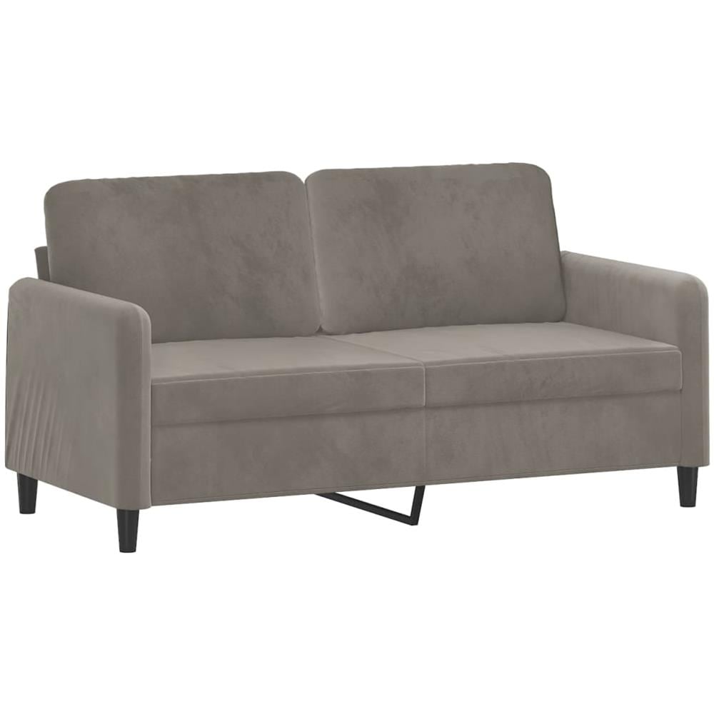 Divano A 2 Posti Grigio Chiaro 140 Cm In Velluto - Foto 2