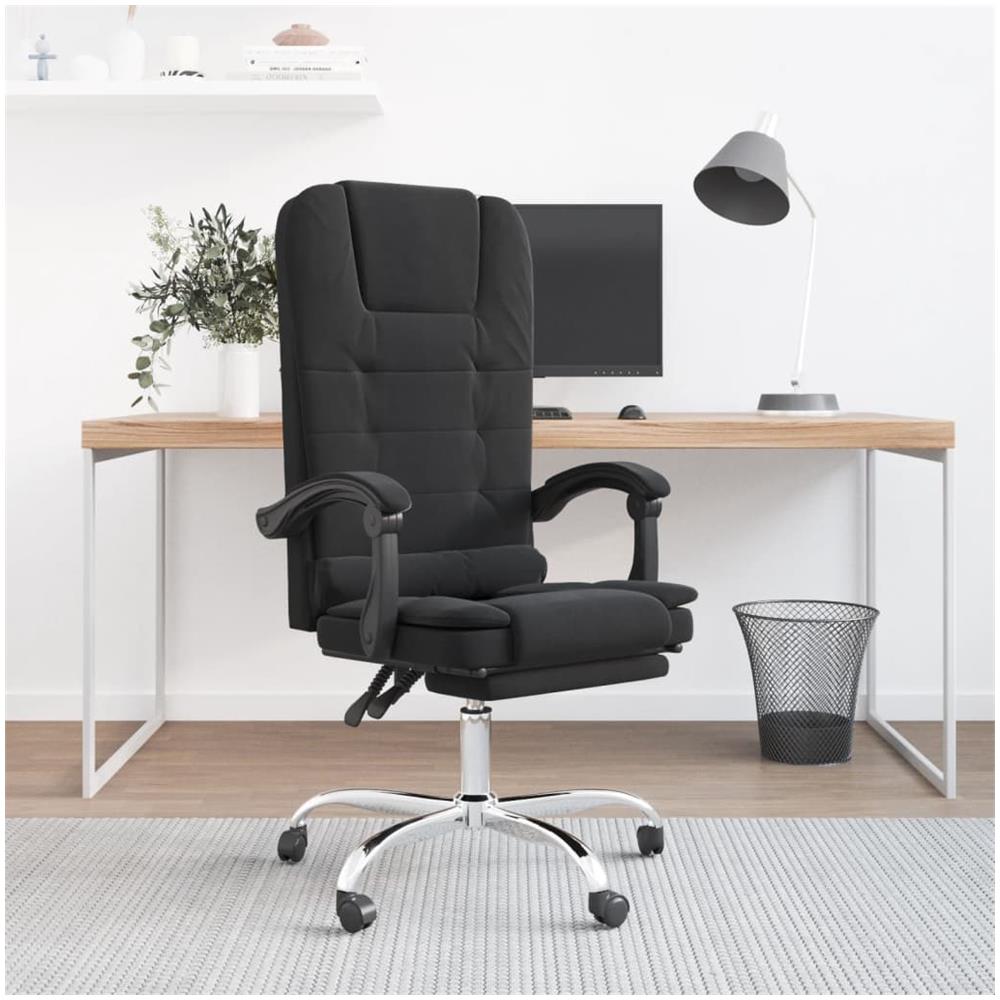 Poltrona da Ufficio Massaggiante Reclinabile Nera in Velluto - Foto 1