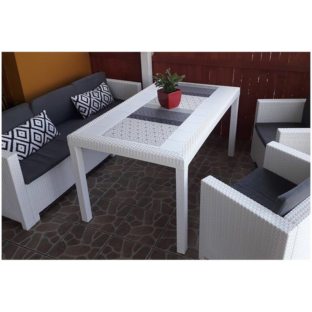 Tavolo Da Giardino Imola 138x78x72cm - Effetto Rattan, Made In Italy, Antracite - Foto 6