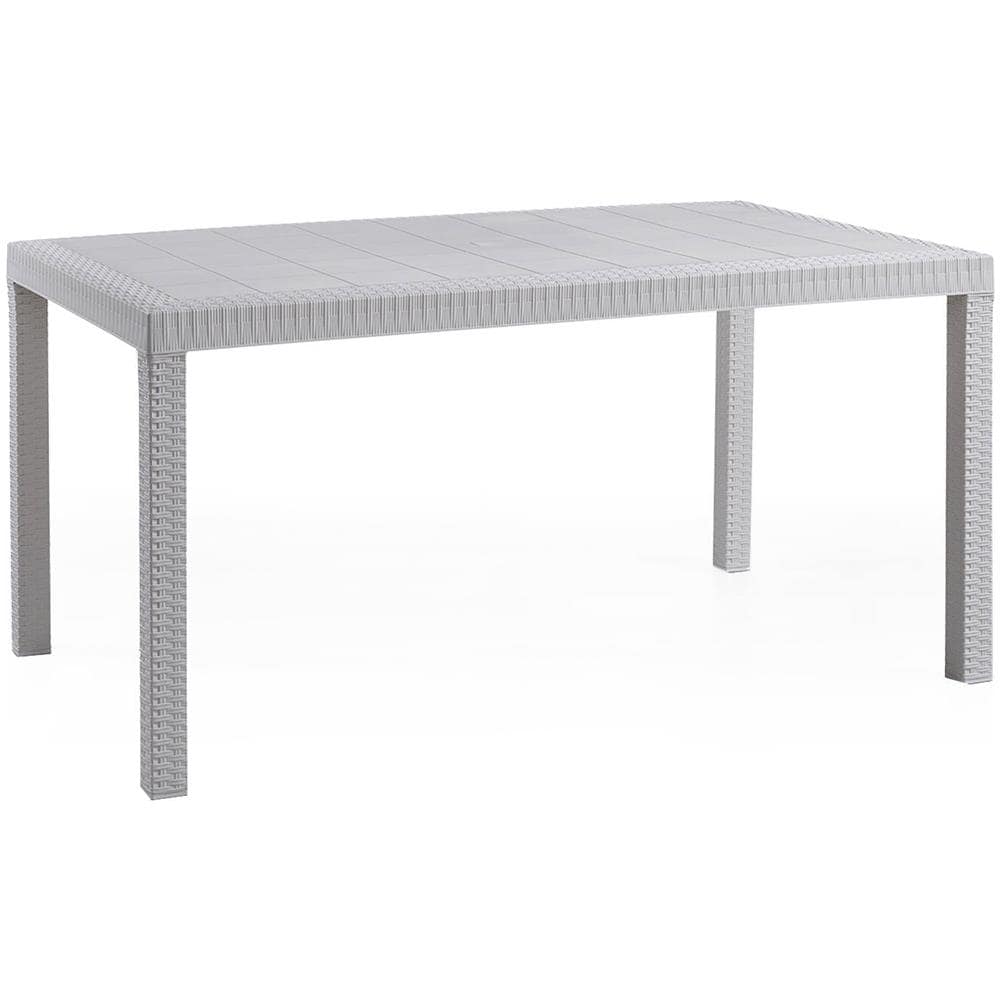 Tavolo Da Esterno Giove, Tavolo Rettangolare Da Giardino, Tavolo Da Giardino Multiuso Effetto Rattan, 100% Made In Italy, 150x90h74 Cm, Bianco - Foto 2