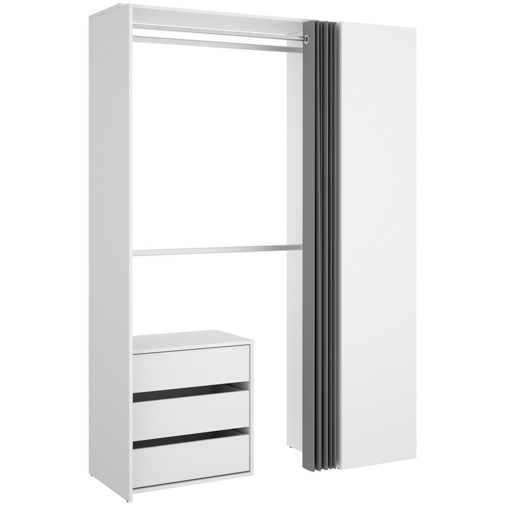 Guardaroba Sciliar, Struttura Per Cabina Armadio, Mobile Appendiabiti Aperto, 141x52h205 Cm, Bianco E Antracite - Foto 2