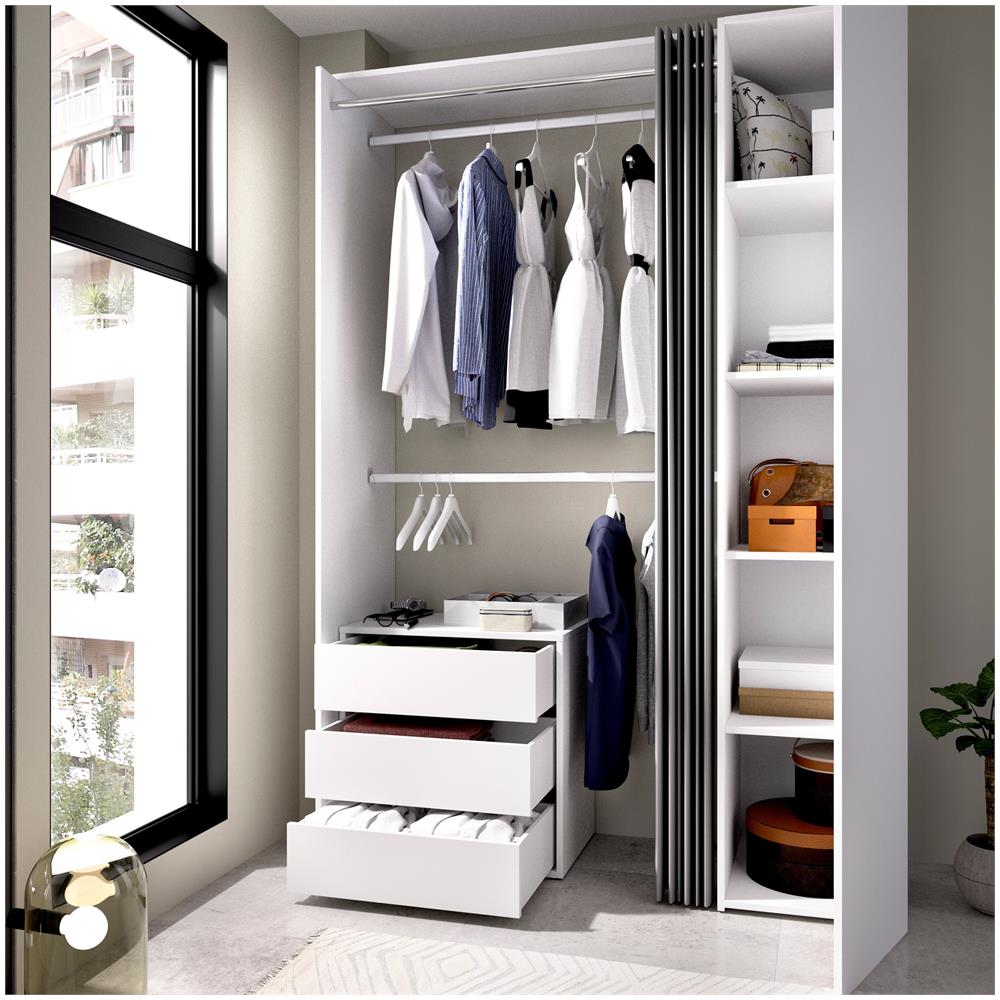 Guardaroba Sciliar, Struttura Per Cabina Armadio, Mobile Appendiabiti Aperto, 141x52h205 Cm, Bianco E Antracite - Foto 4