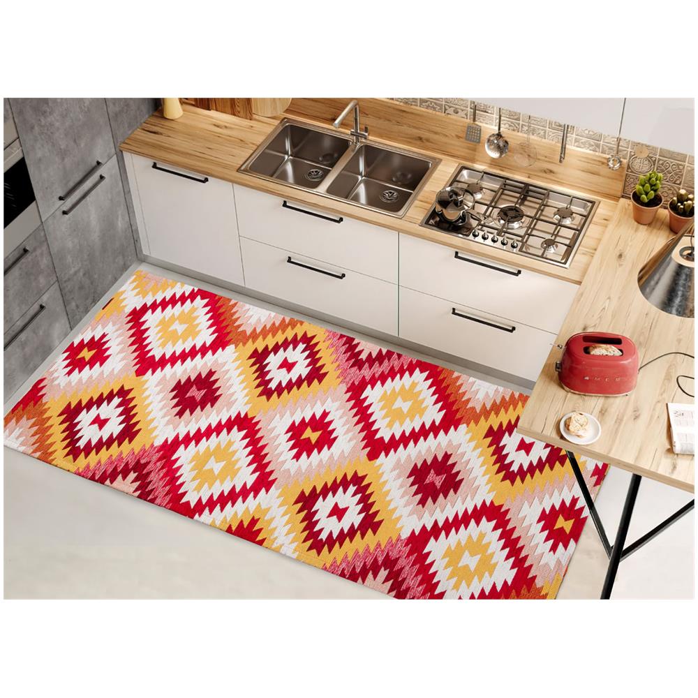 Tappeto Passatoia Cucina Corsia Retro Antiscivolo Disegno Avana Colore Rosso By Suardi 55x80 Rosso - Foto 1