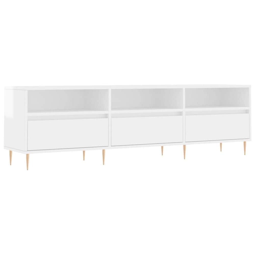 Mobile Porta Tv Bianco Lucido 150x30x44,5 Cm Legno Multistrato - Foto 2