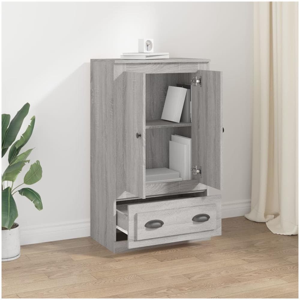 Credenza Grigio Sonoma 60x35,5x103,5 Cm In Legno Multistrato - Foto 3