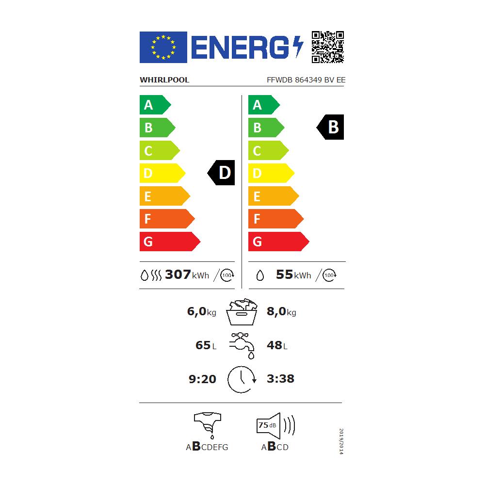 Lavatrice asciugatrice FFWDB864349BVEE Velocita 1400 giri Capacita 8 kg Classe D Colore Bianco - Foto 3