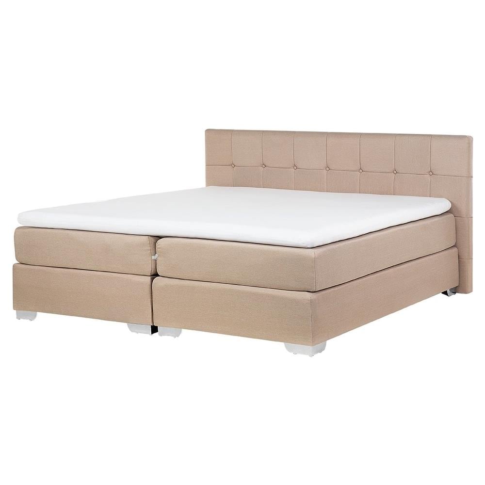 Letto Boxspring Matrimoniale In Tessuto Beige 180x200cm Admiral - Foto 1