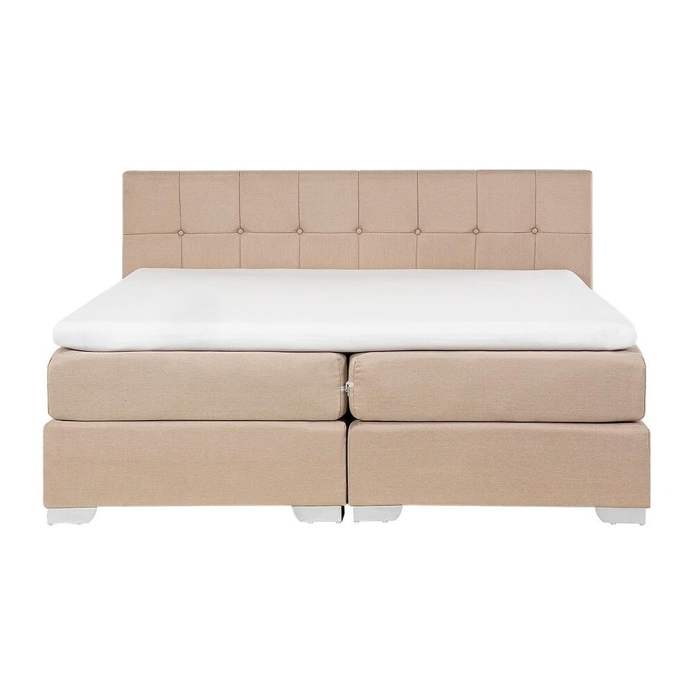 Letto Boxspring Matrimoniale In Tessuto Beige 180x200cm Admiral - Foto 2