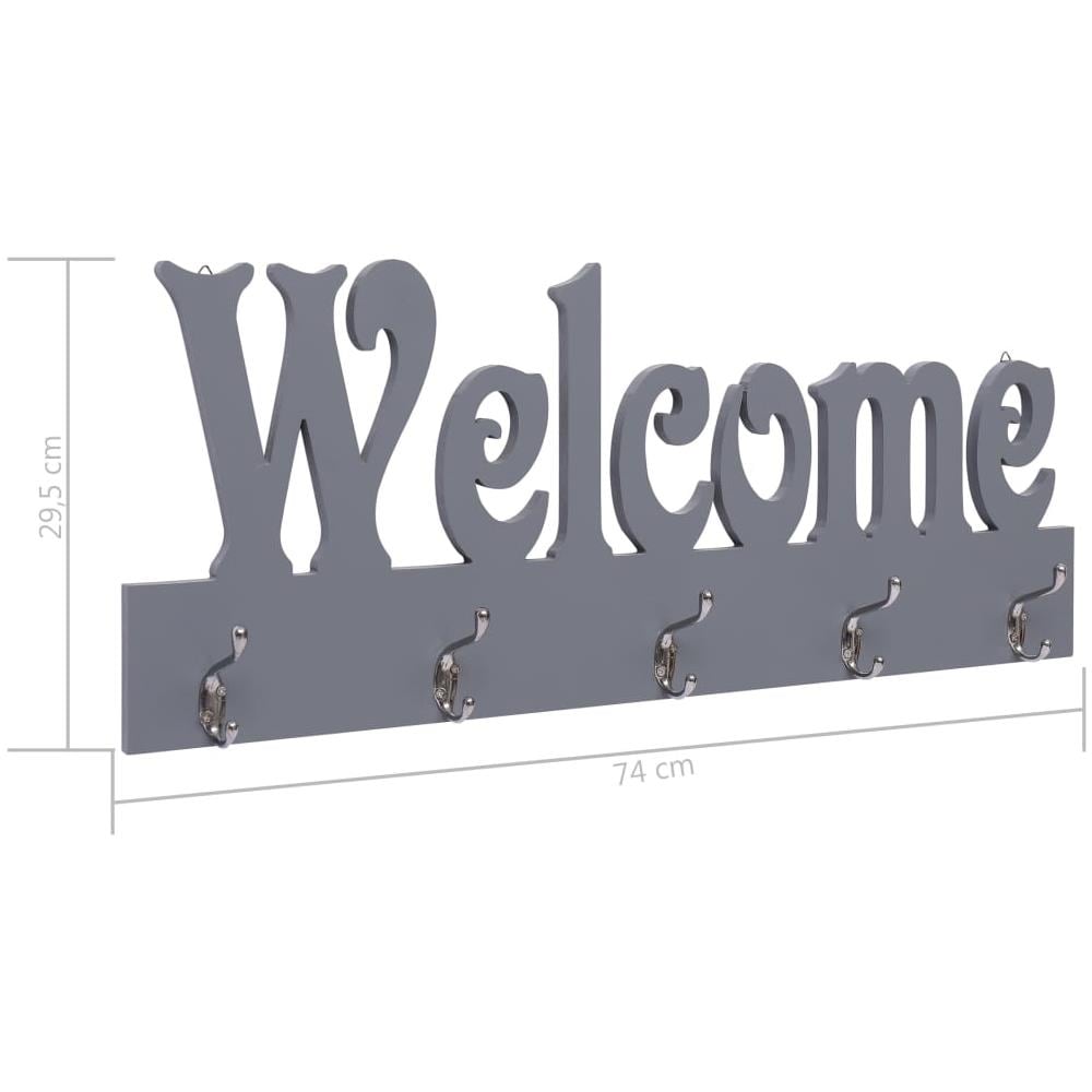 Appendiabiti A Muro Welcome Grigio 74x29,5 Cm - Foto 6