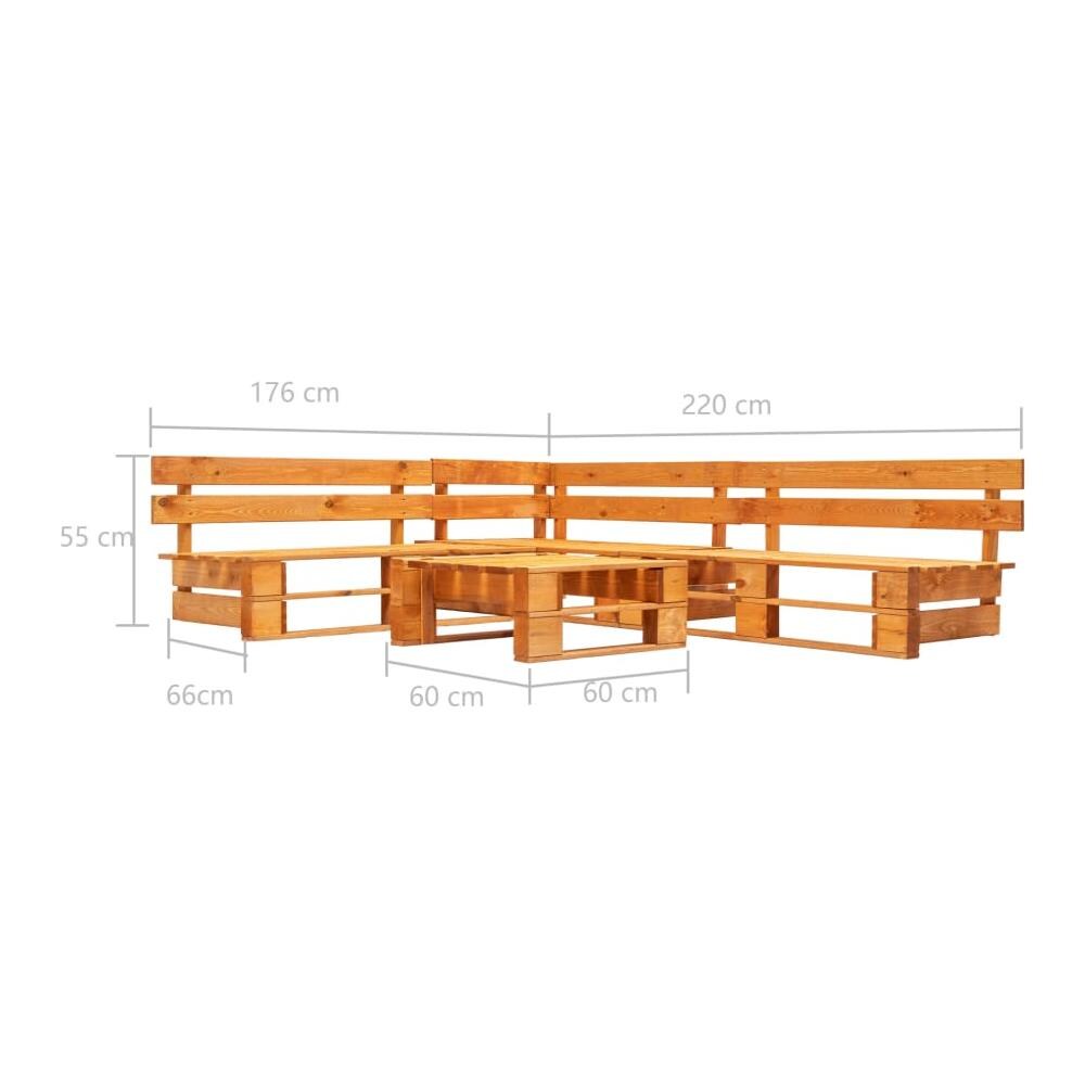 Set Divani Da Giardino Su Pallet 4pz Marrone Miele Legno Fsc - Foto 3