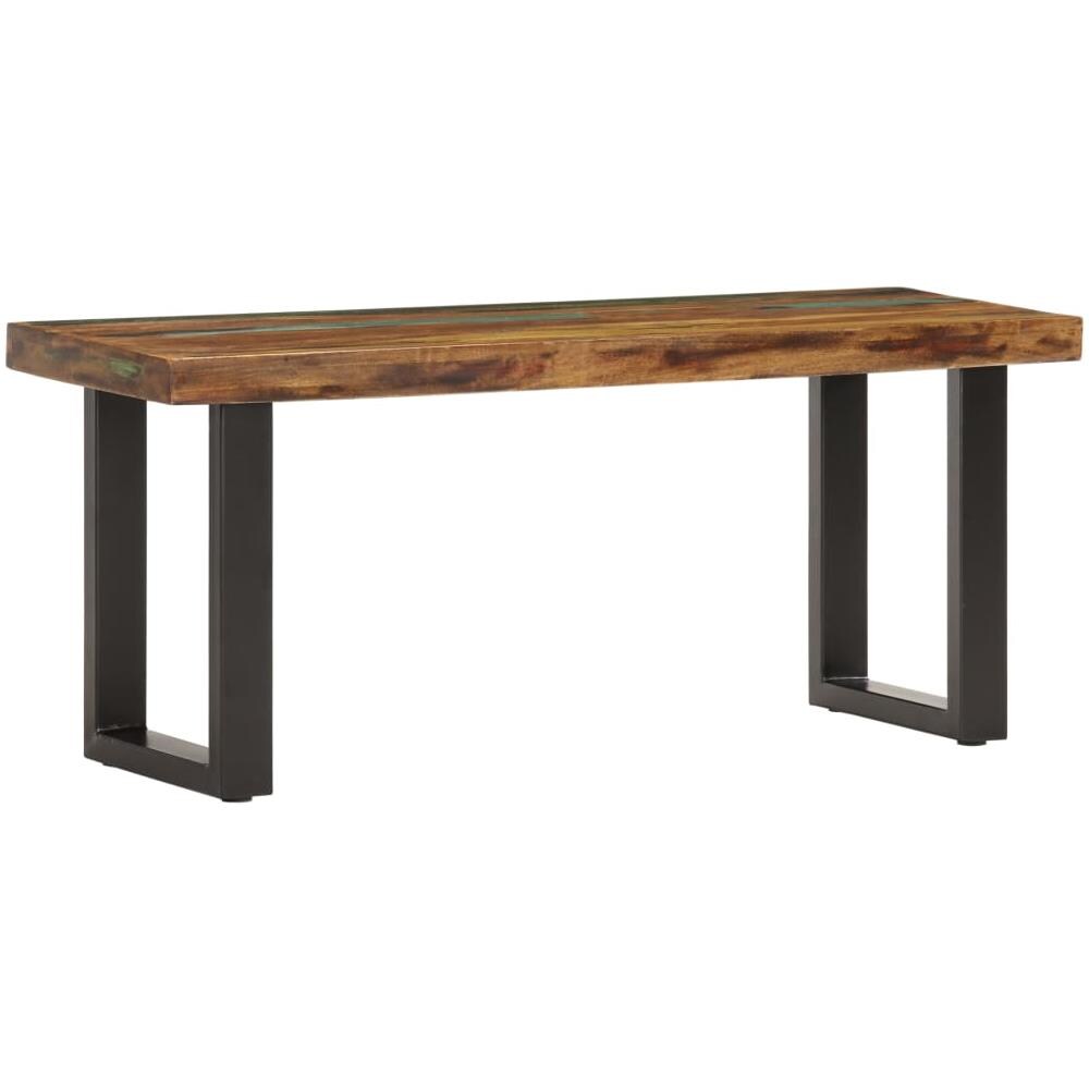 Panca 110 Cm In Legno Massello Di Recupero E Acciaio - Foto 8