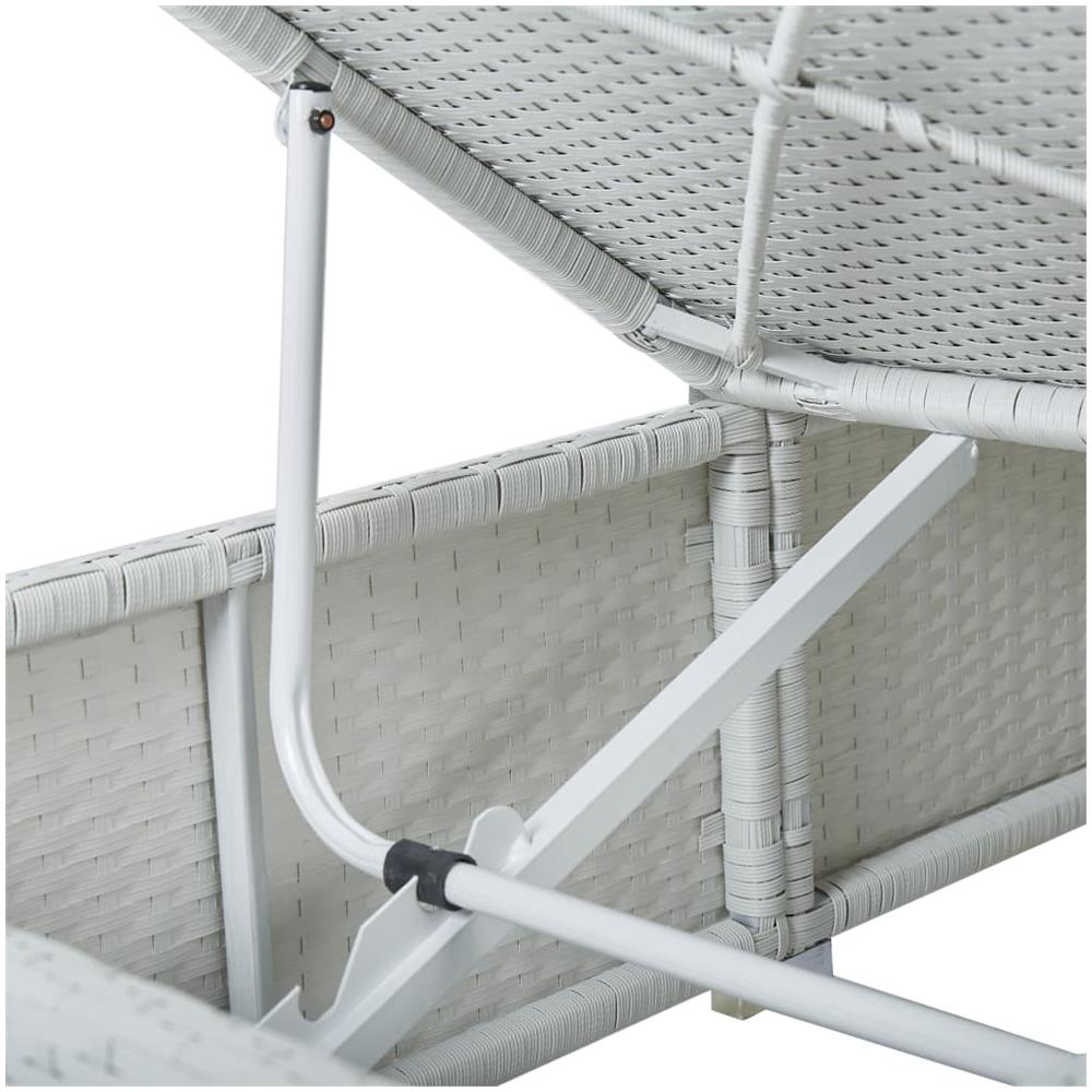 Lettini Prendisole con Tavolino 3 pz in Polyrattan Bianco - Foto 2