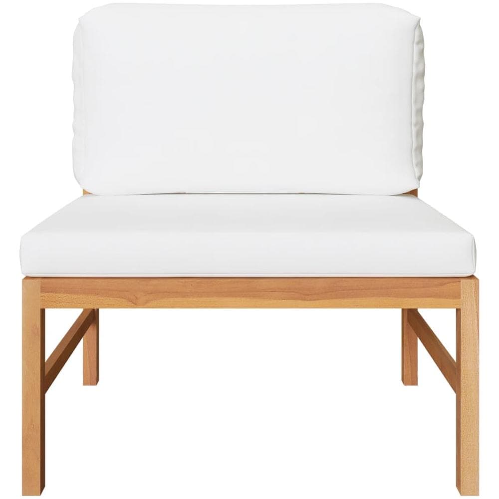 Set Divani Giardino 3 pz Cuscini Crema in Legno di Teak - Foto 2