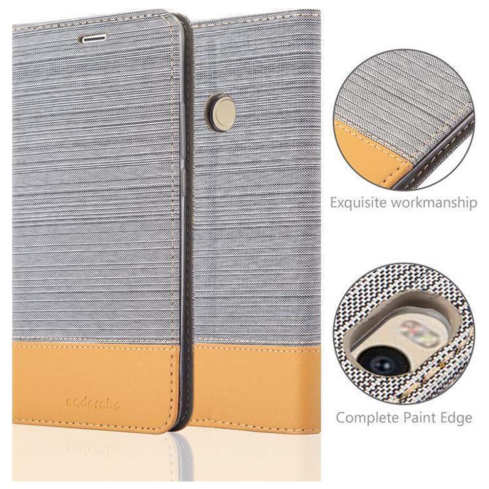Custodia Compatibile Con Xiaomi Max 2 In Grigio Chiaro Marrone - Coperchio Protettiva Con Chiusura Magnetica, Funzione Stand E Tasca Per Le Carte - Foto 2