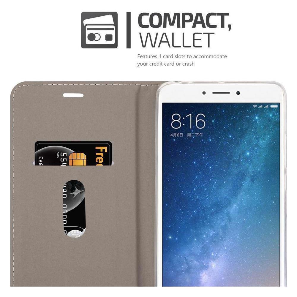 Custodia Compatibile Con Xiaomi Max 2 In Grigio Chiaro Marrone - Coperchio Protettiva Con Chiusura Magnetica, Funzione Stand E Tasca Per Le Carte - Foto 6